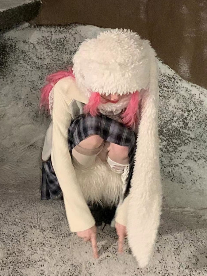 Animal Rabbit Boa Cap X2436