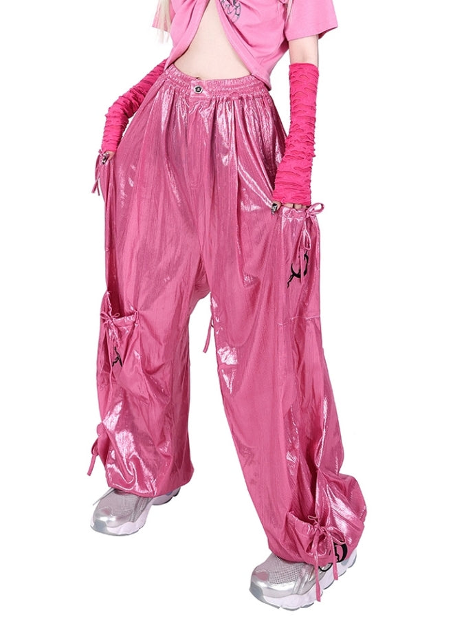 Metallic color Y2K pants X2449