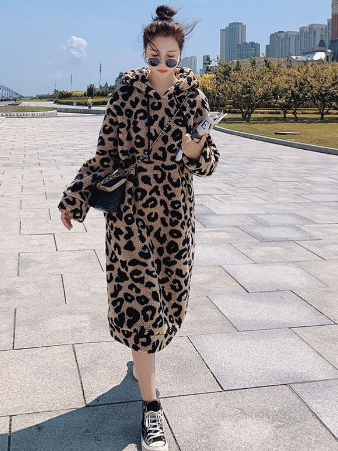 豹紋連帽洋裝 X2534