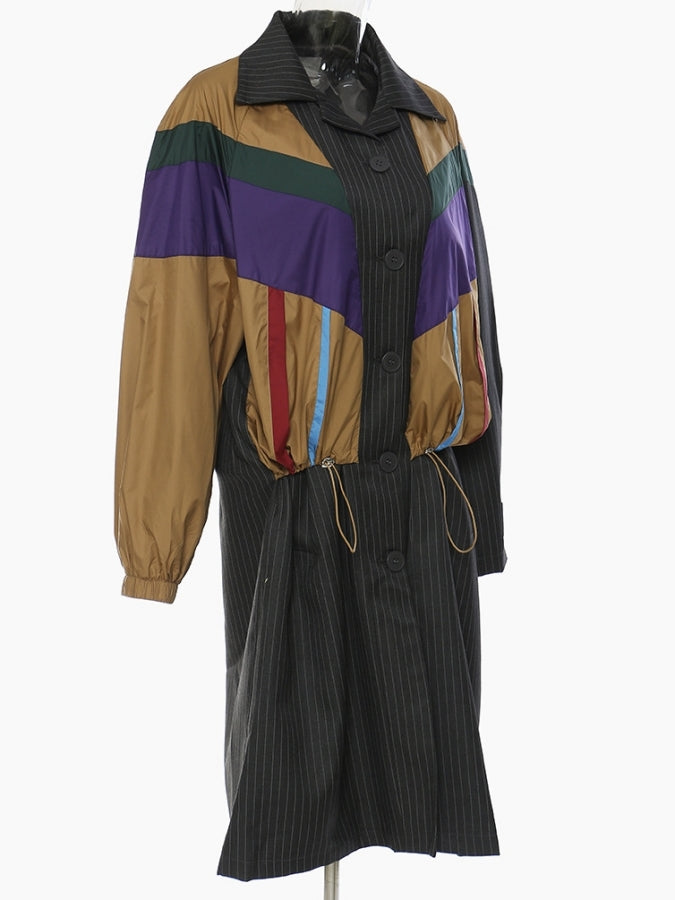 Docking Striped Dress Coat X2484