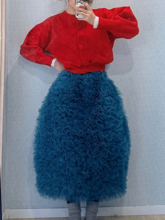 Ruffle Mesh Cake Skirt X3010