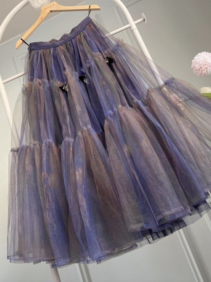 Gradation mesh skirt X2186