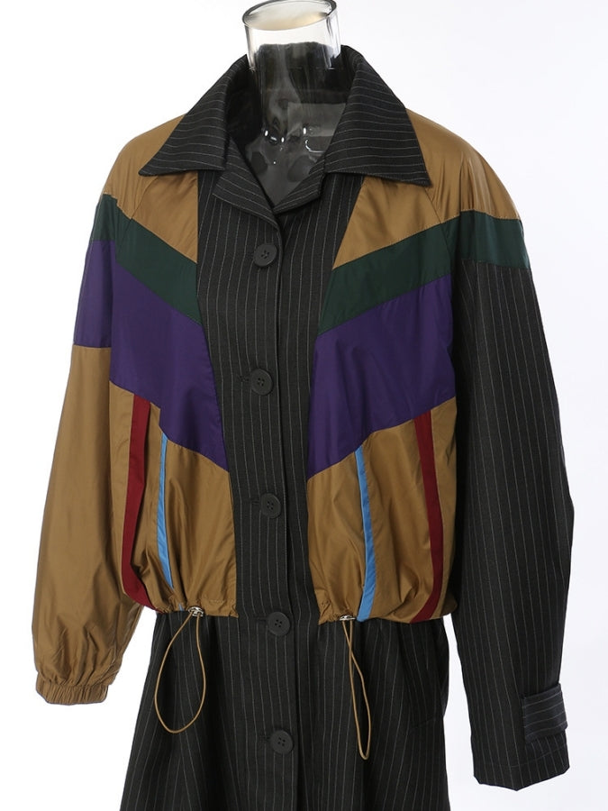 Docking Striped Dress Coat X2484