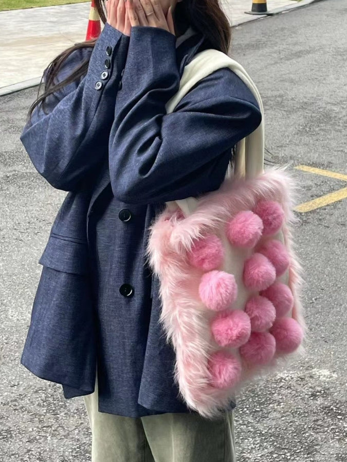 Fur Decorated Portable Bag X2433