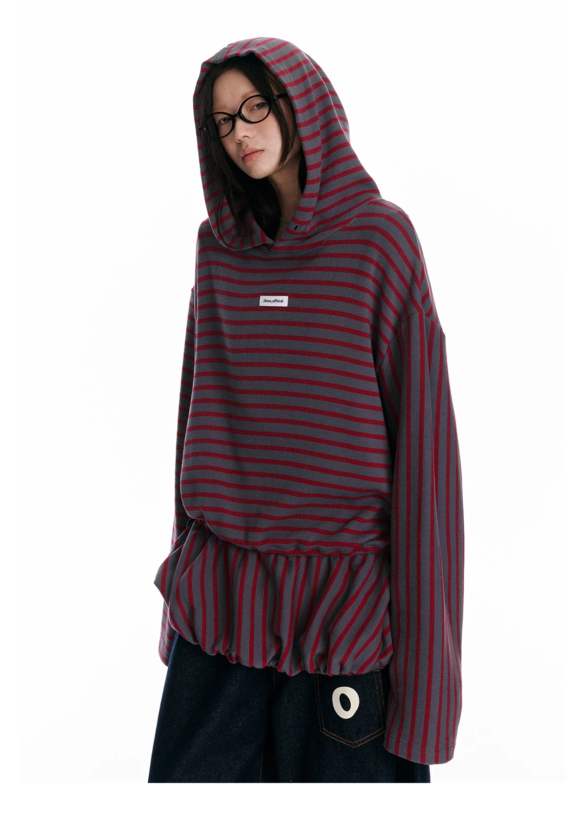 Striped Colorblock Oversized Hoodie X3328