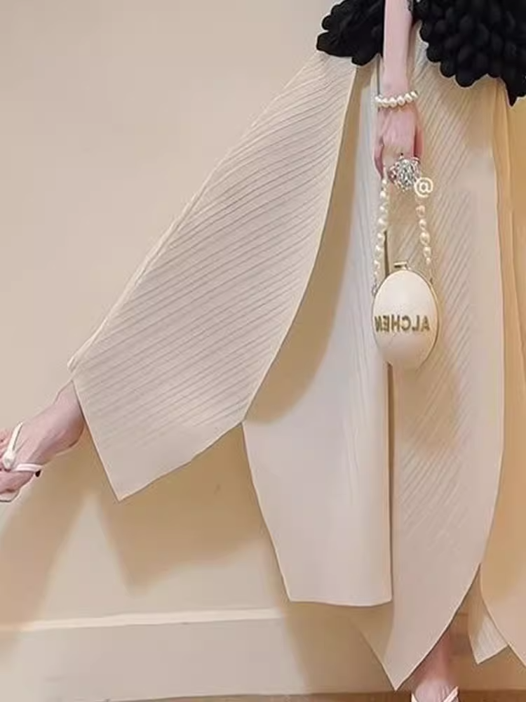 Solid Pleated Midi Skirt X3280