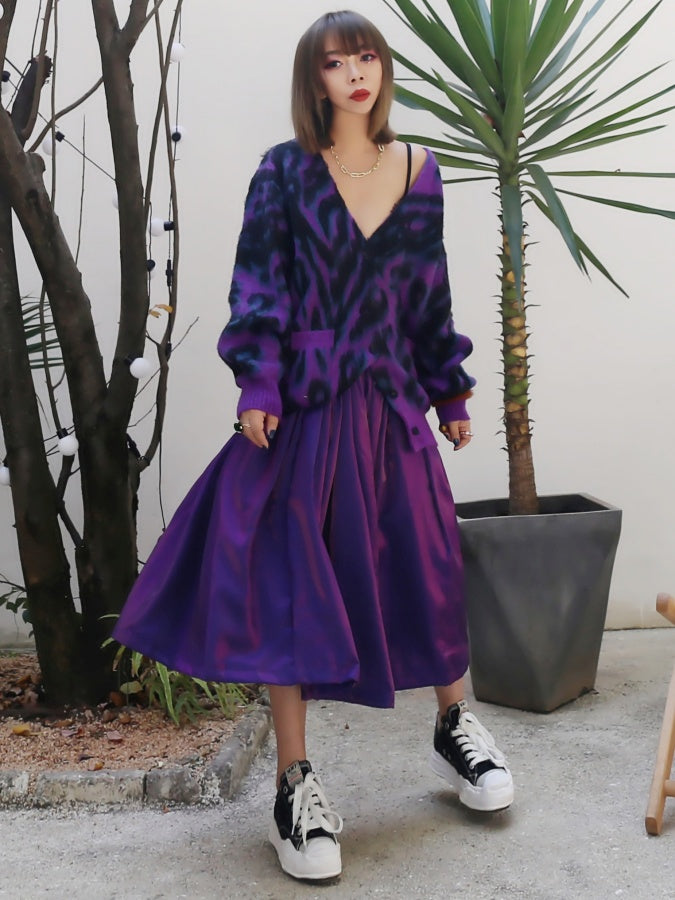 Purple flared medium skirt X2575