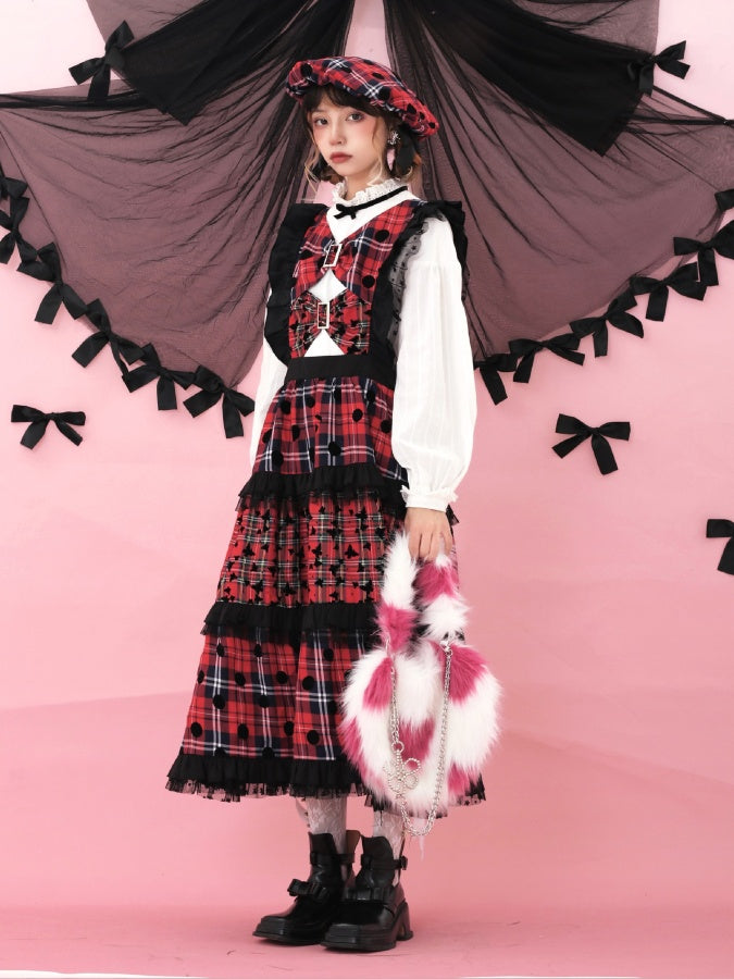Lolita 圓點格紋洋裝 X2885