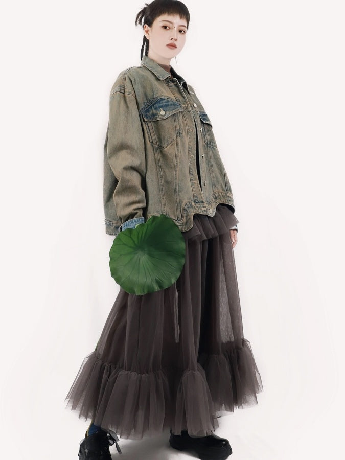 See-through mesh skirt X2630