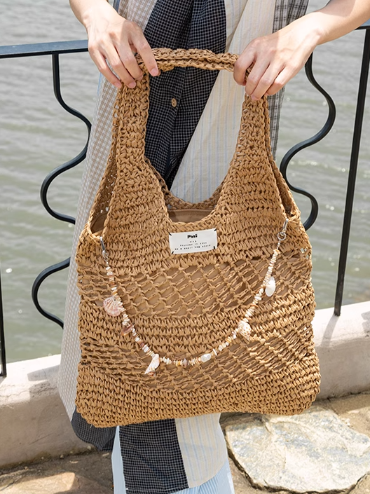 Designer Straw Shoulder Tote X3266