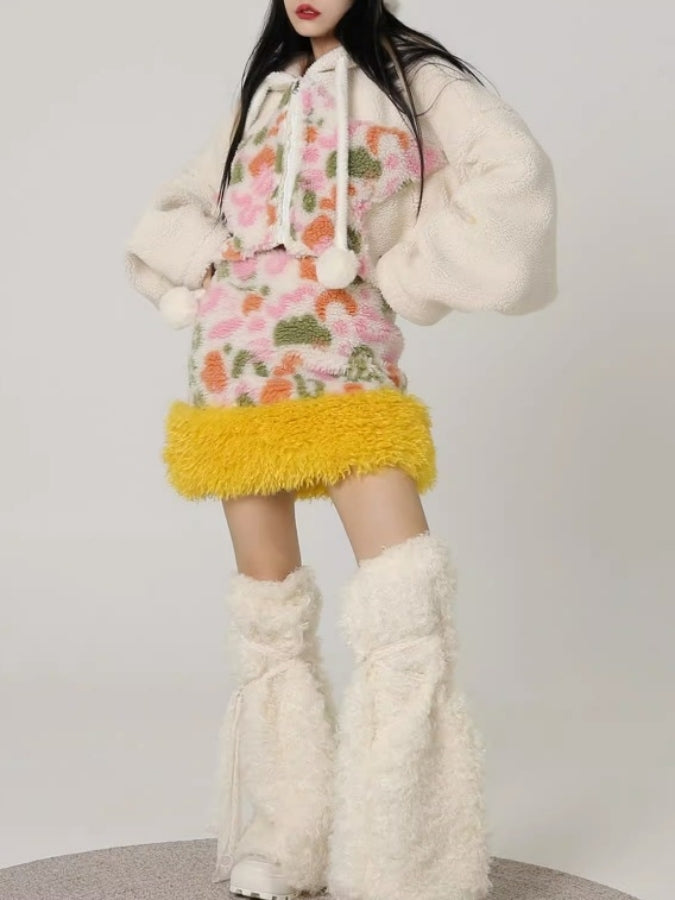 Pile Flower Mini Skirt X2435