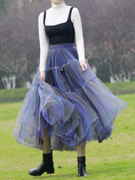 Gradation mesh skirt X2186