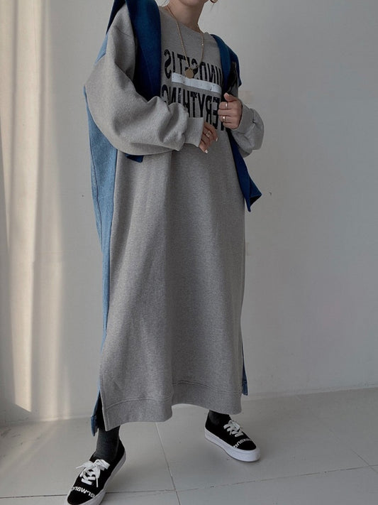 Docking denim sweatshirt dress X2895