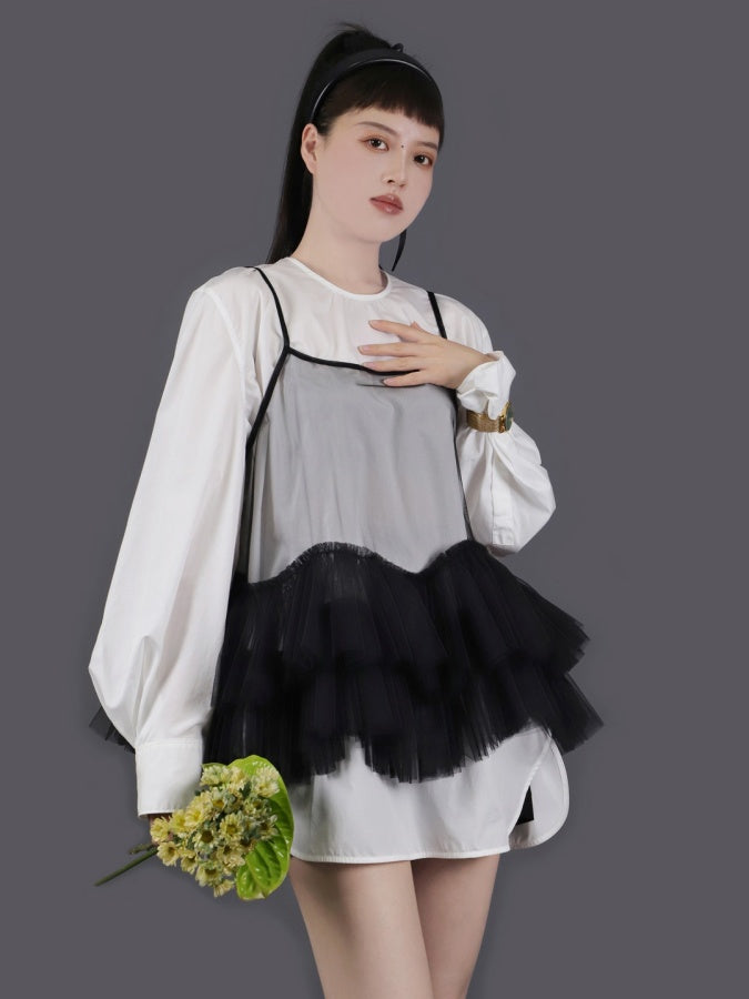 網眼吊帶透視背心 X2757