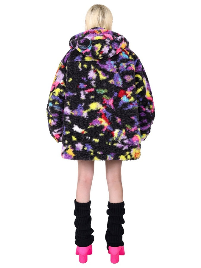 Colorful Boa Fleece Hoodie Jacket X2615