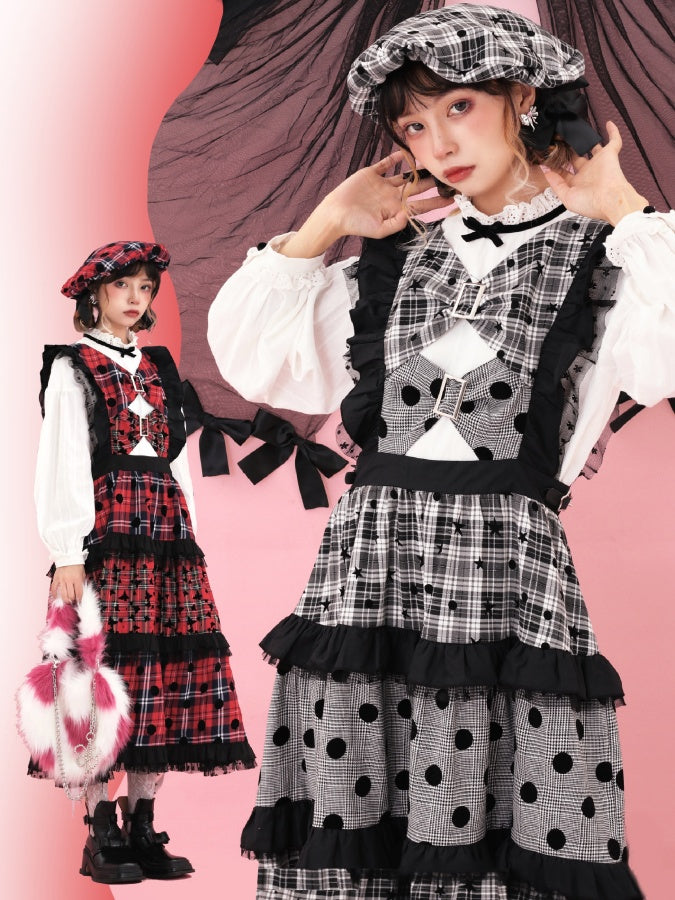 Lolita 圓點格紋洋裝 X2885