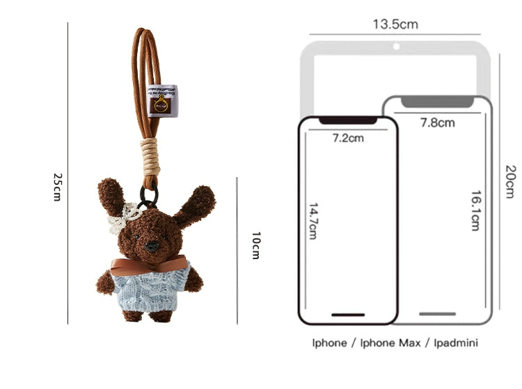 Long ears teddy pendant bag charm X3134