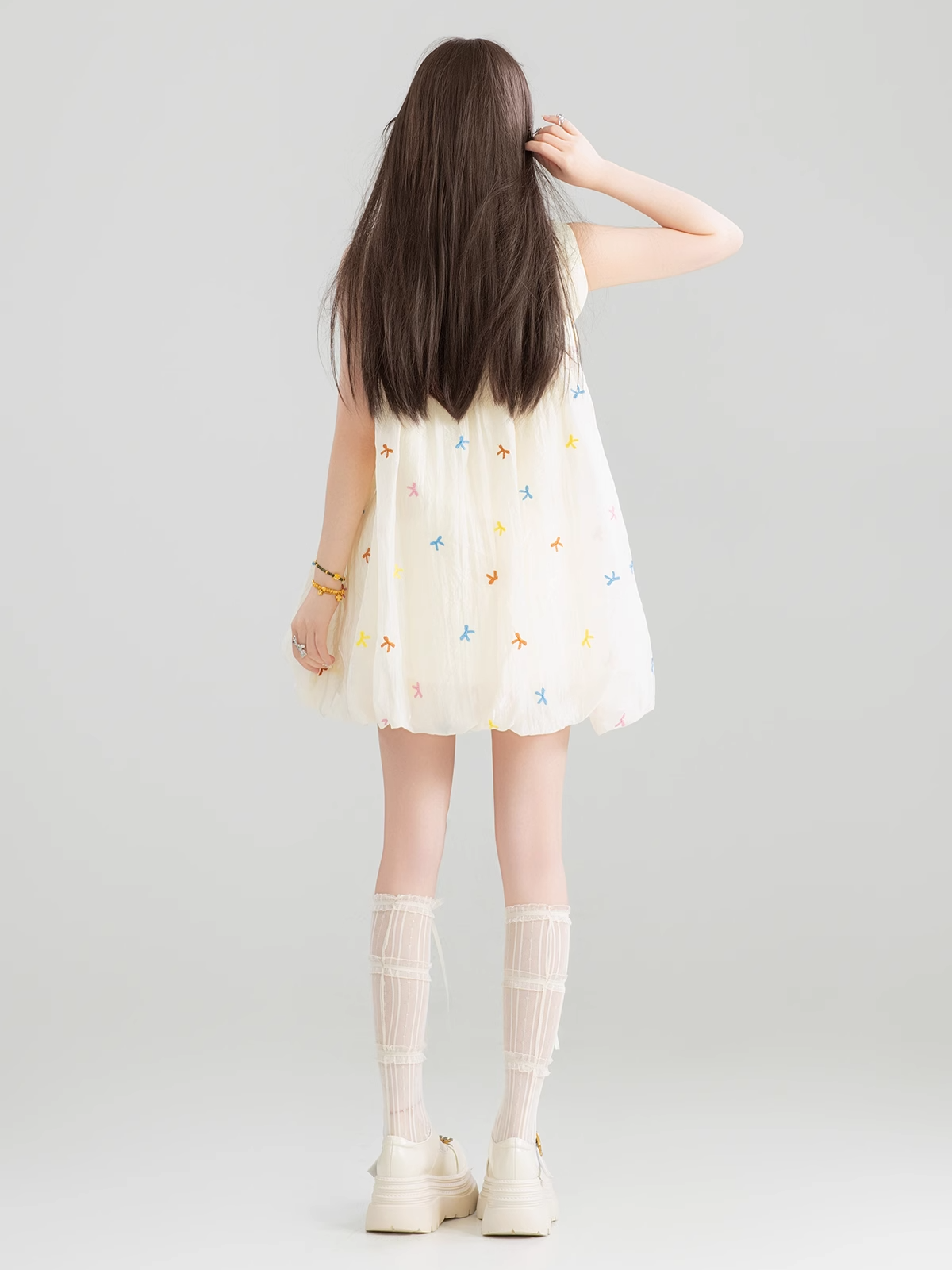 Sleeveless Floral Embroidered Dress X3271