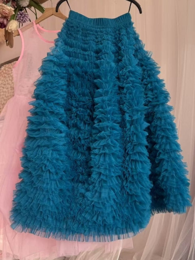 Ruffle Mesh Cake Skirt X3010