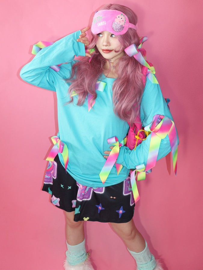 Ribbon Decoration Neon T-Shirt X2443
