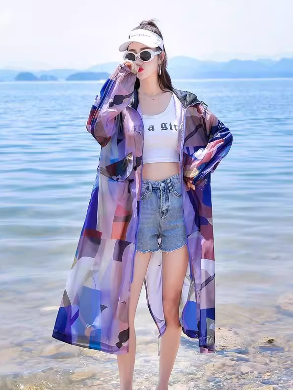 迷彩長防紫外線外套 X3292