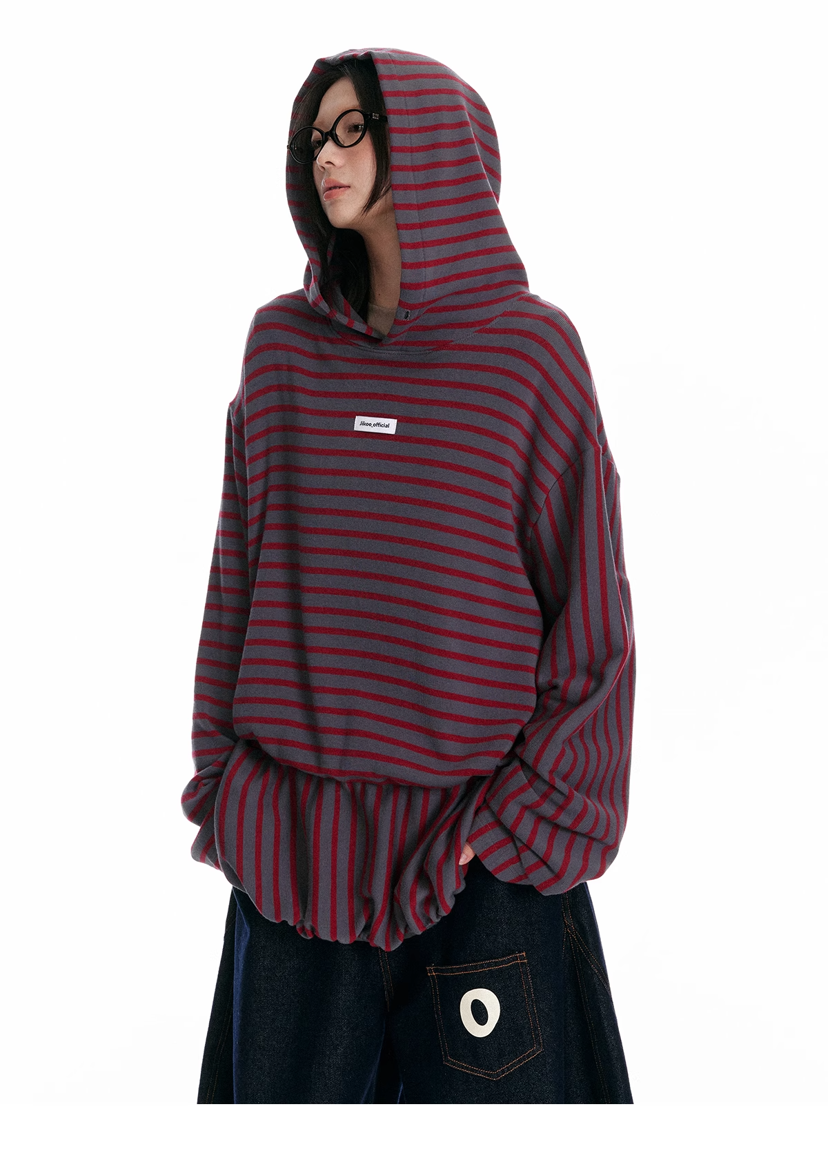 Striped Colorblock Oversized Hoodie X3328