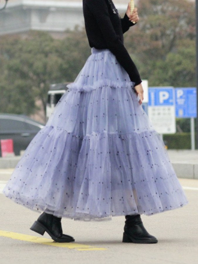 Gradation mesh skirt X2186