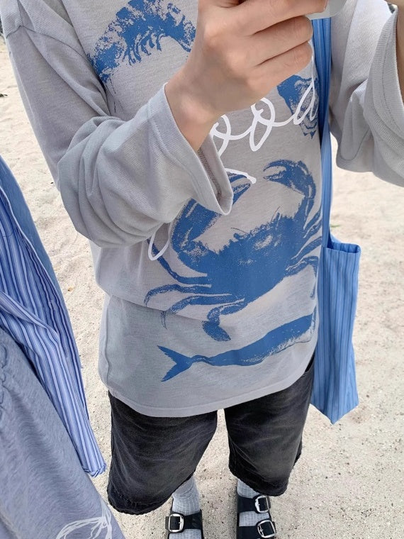 海鮮印花長袖上衣 X3178