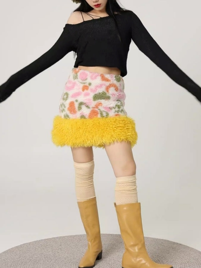 Pile Flower Mini Skirt X2435