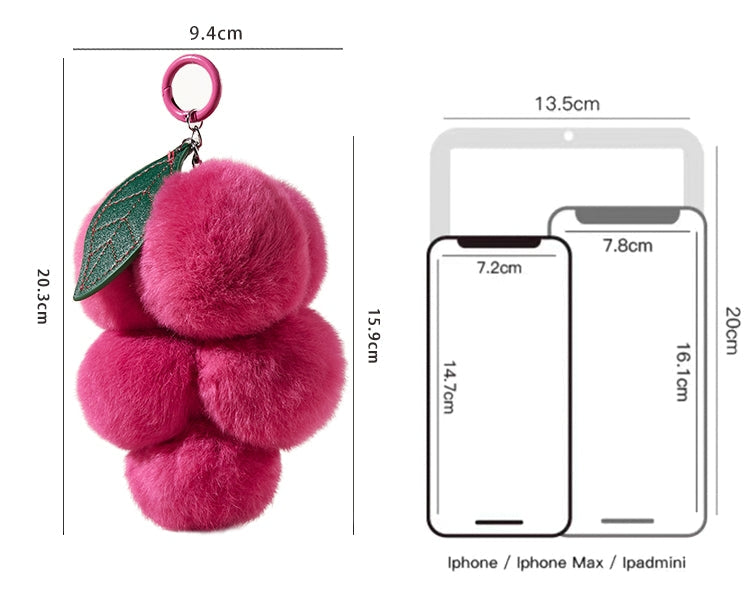 Fluffy grape key charm pendant X3100