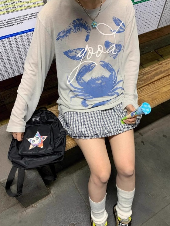 海鮮印花長袖上衣 X3178