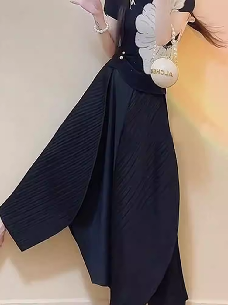 Solid Pleated Midi Skirt X3280