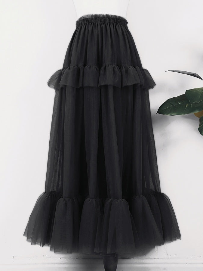See-through mesh skirt X2630