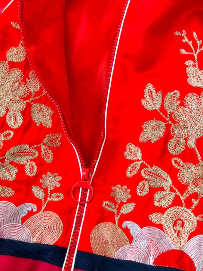 Flower Pattern Full Zip China Jacket X2908