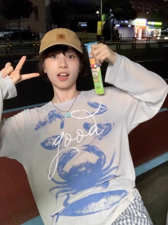 海鮮印花長袖上衣 X3178