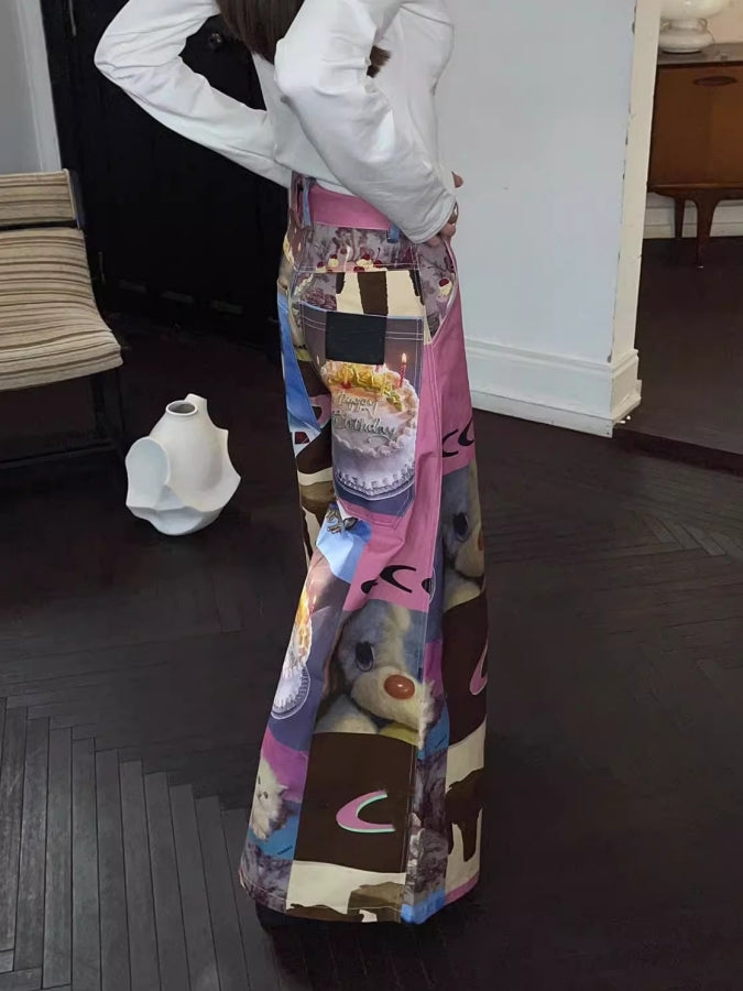 Graphic animal print pants X2552