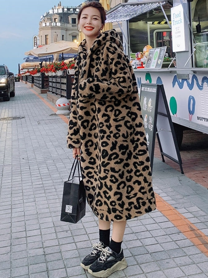 豹紋連帽洋裝 X2534