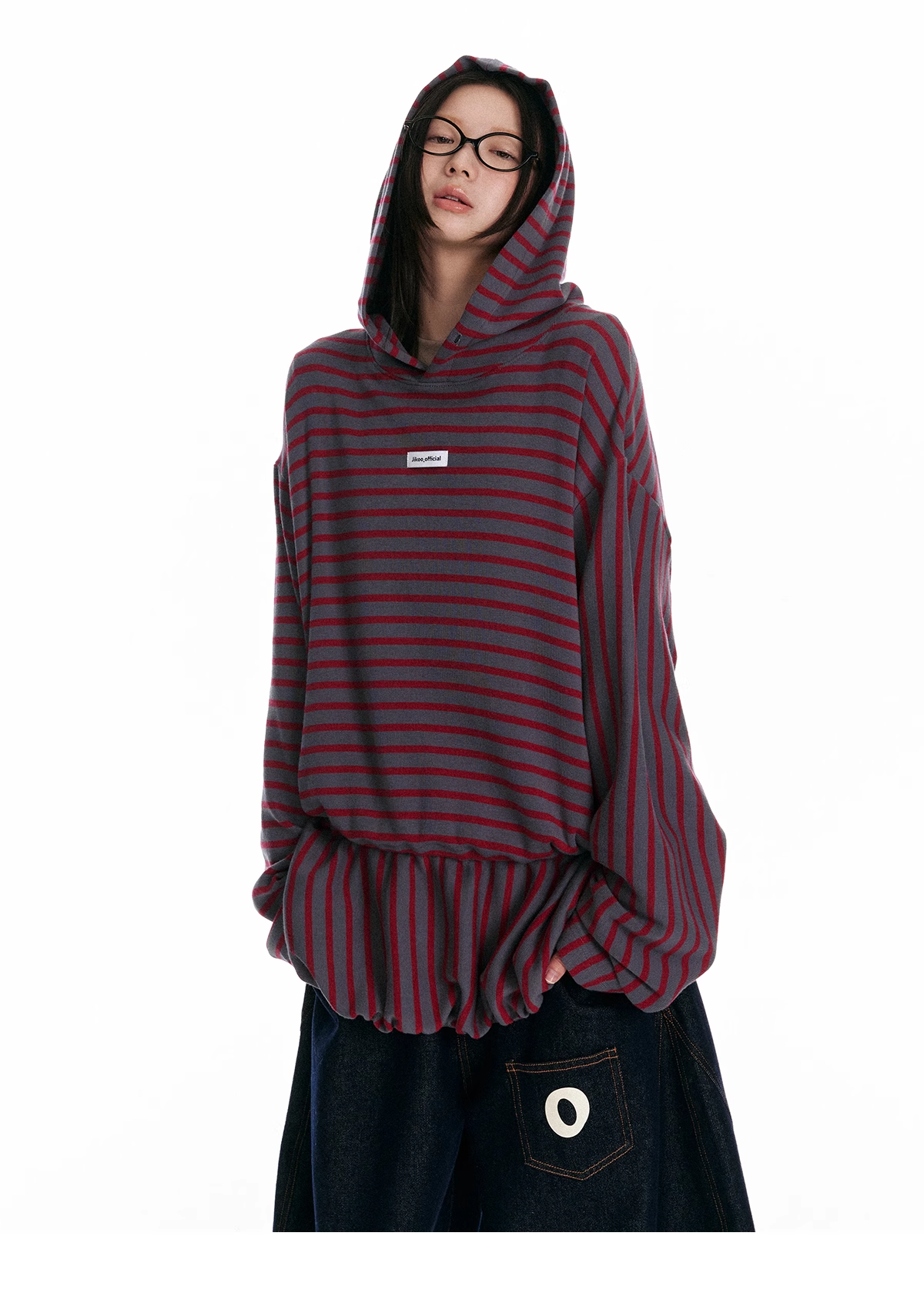 Striped Colorblock Oversized Hoodie X3328