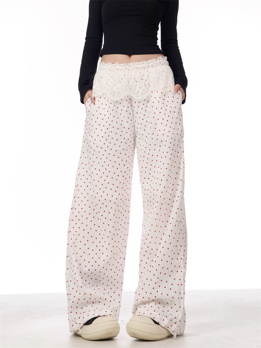 Lace Patchwork Wide-Leg Pants X3387