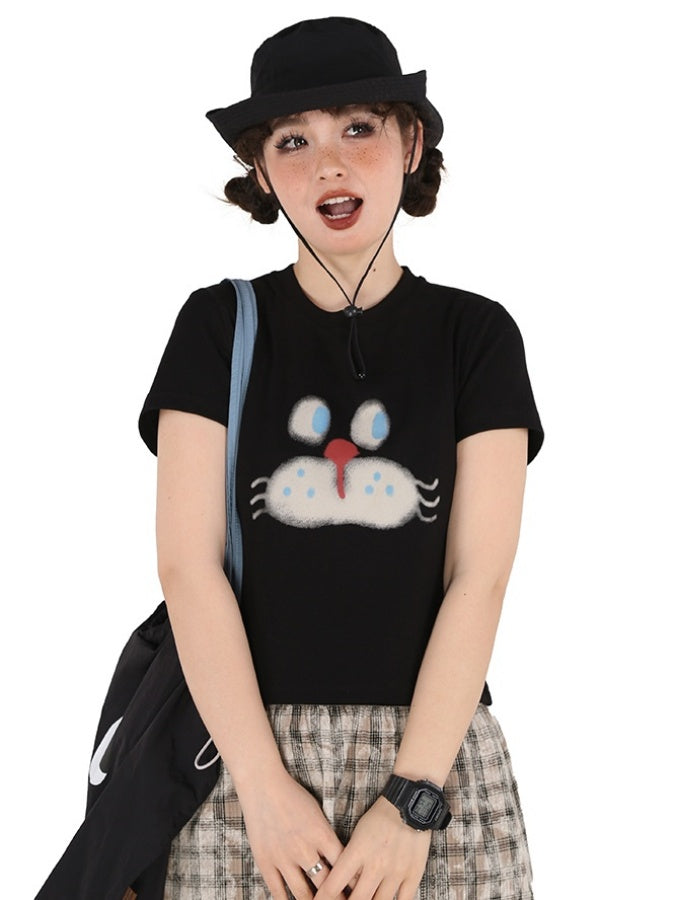 Cat face T-shirt X2744