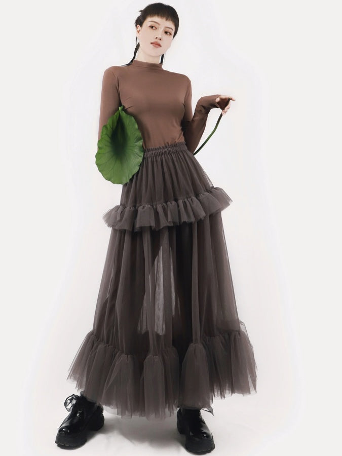 See-through mesh skirt X2630
