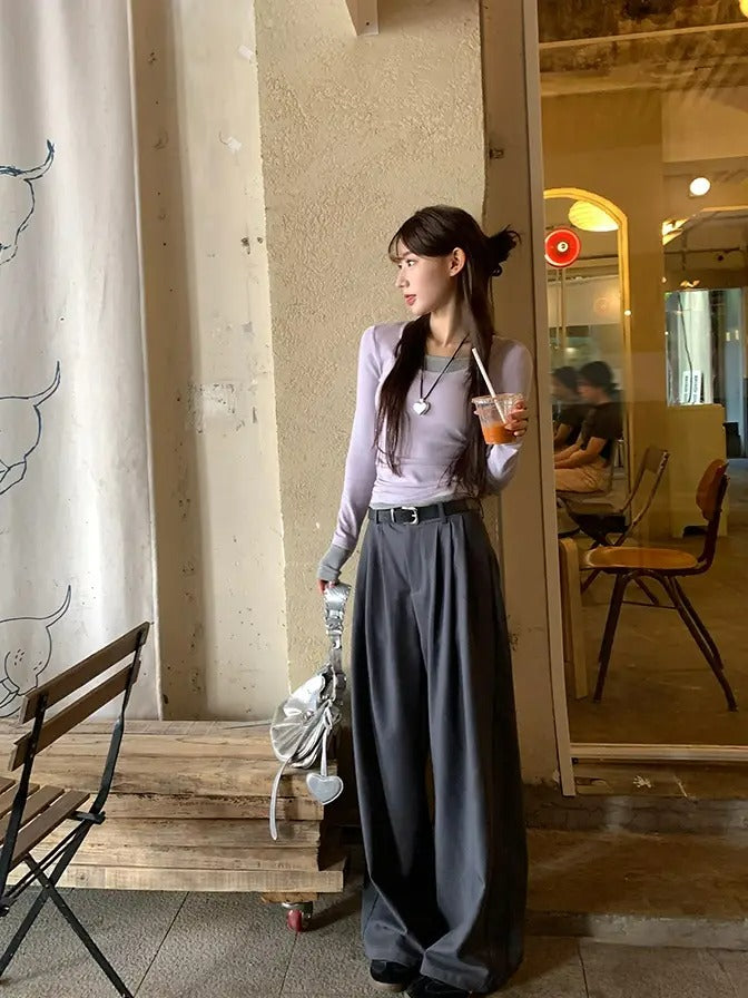 疊搭長袖修身T卹 X3127