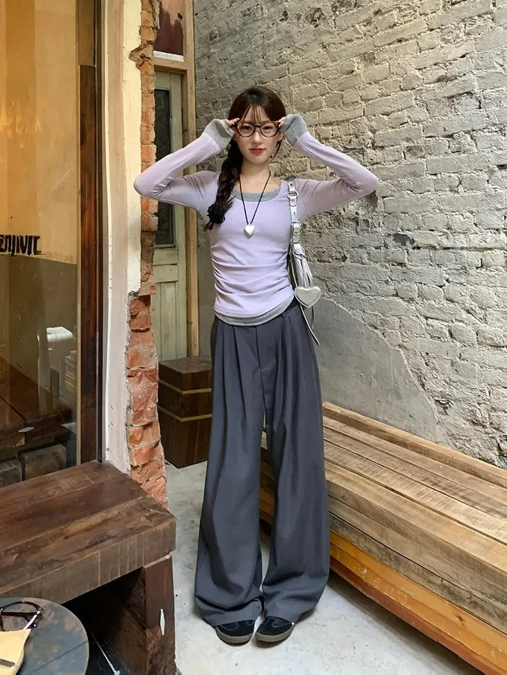疊搭長袖修身T卹 X3127