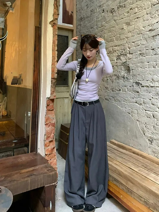 疊搭長袖修身T卹 X3127