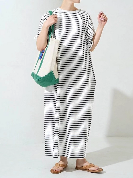 Loose-Fit Solid T-Shirt Dress X3305