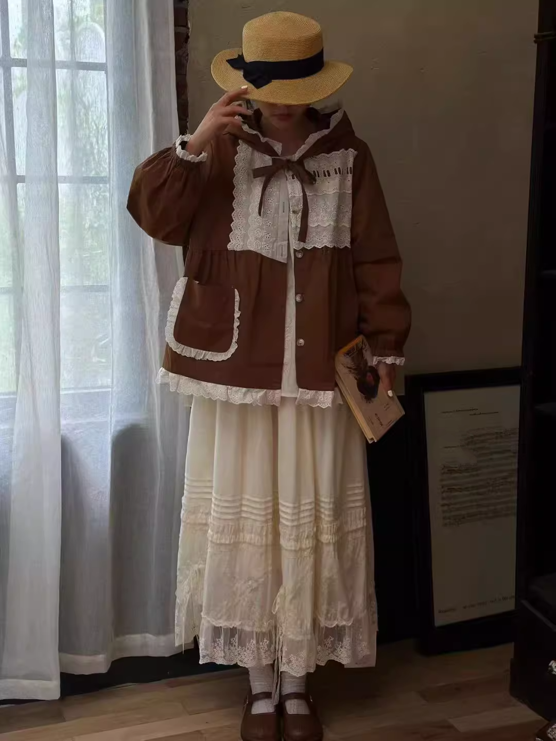 Mori Girl Style Lace Patchwork Loose Fit Coat X3366
