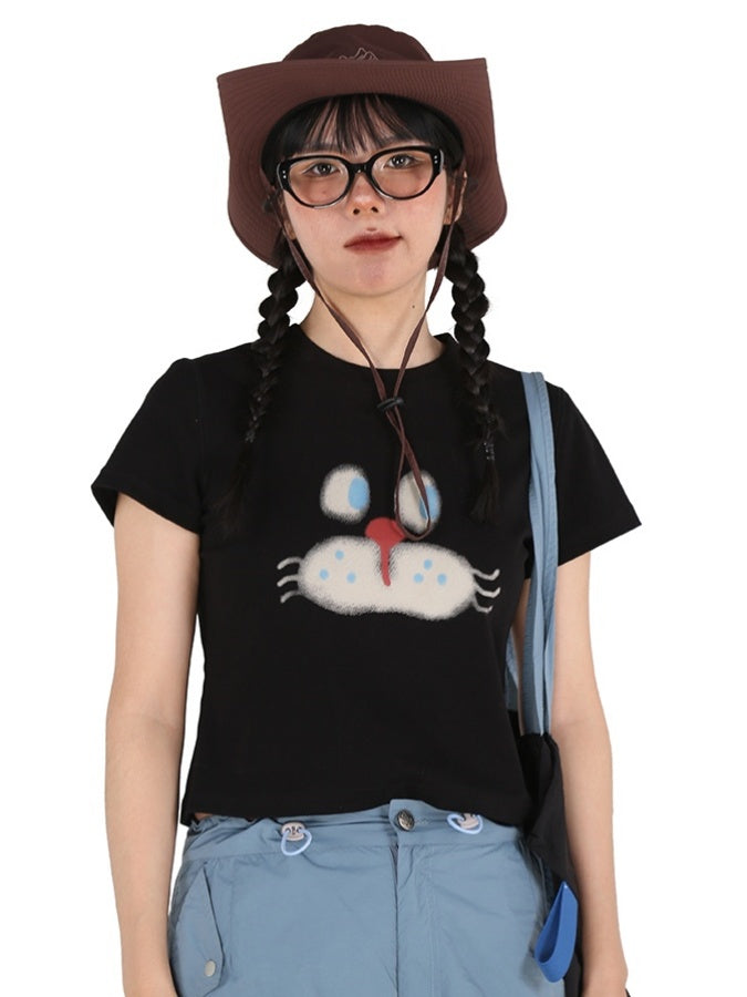 Cat face T-shirt X2744