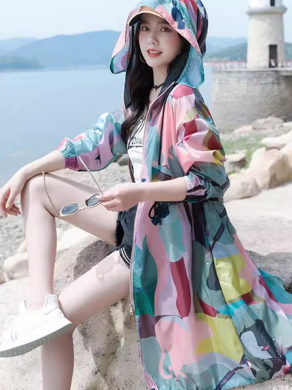 迷彩長防紫外線外套 X3292