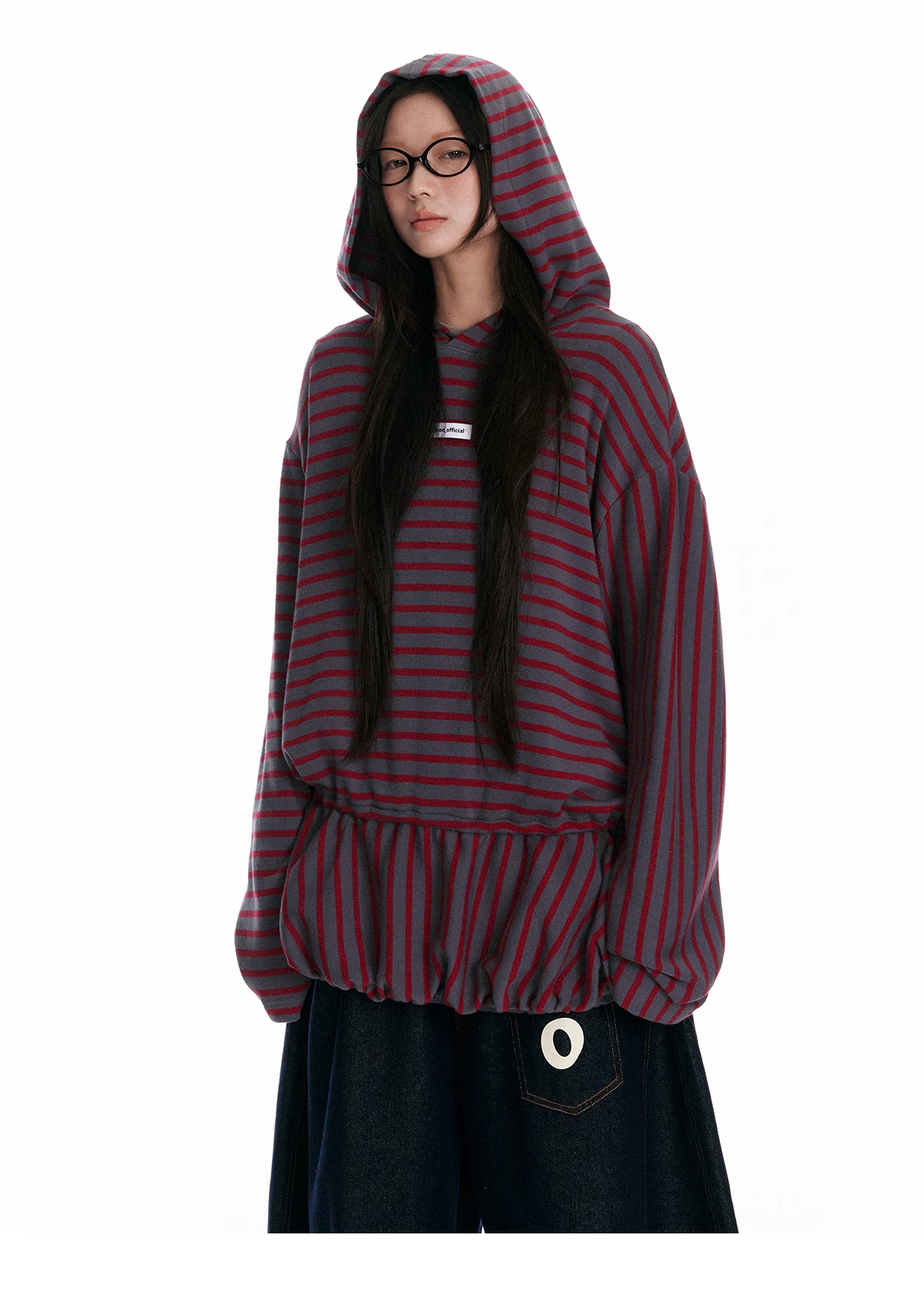 Striped Colorblock Oversized Hoodie X3328