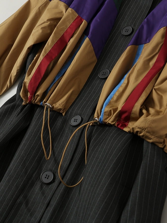 Docking Striped Dress Coat X2484